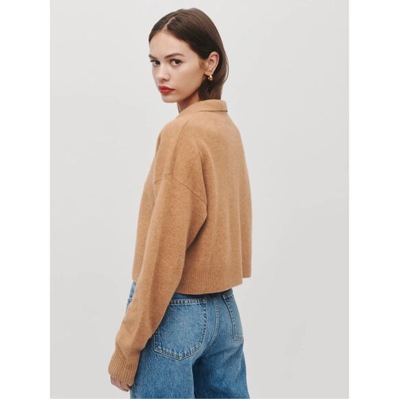 Reformation 100% Cashmere Polo Sweater - Camel - Picture 2 of 12
